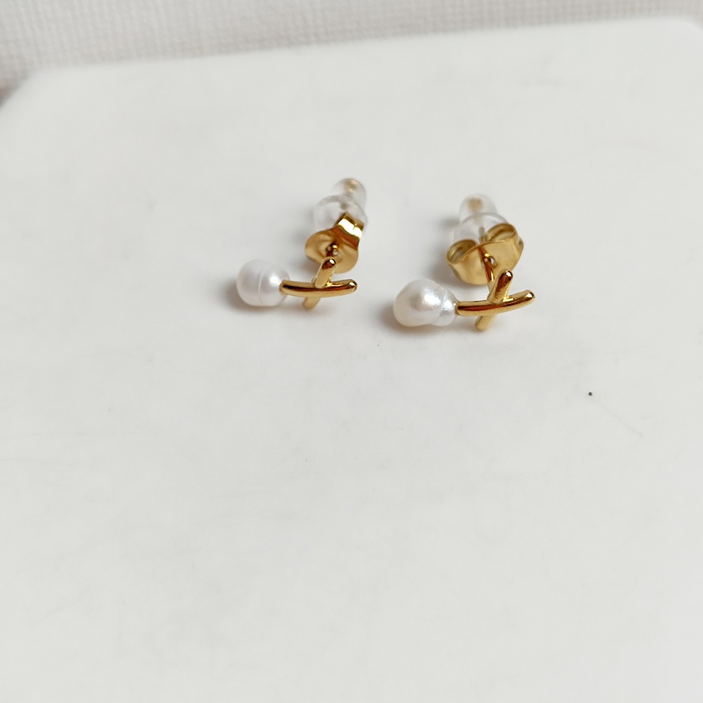 Pendientes Perla X Dorado