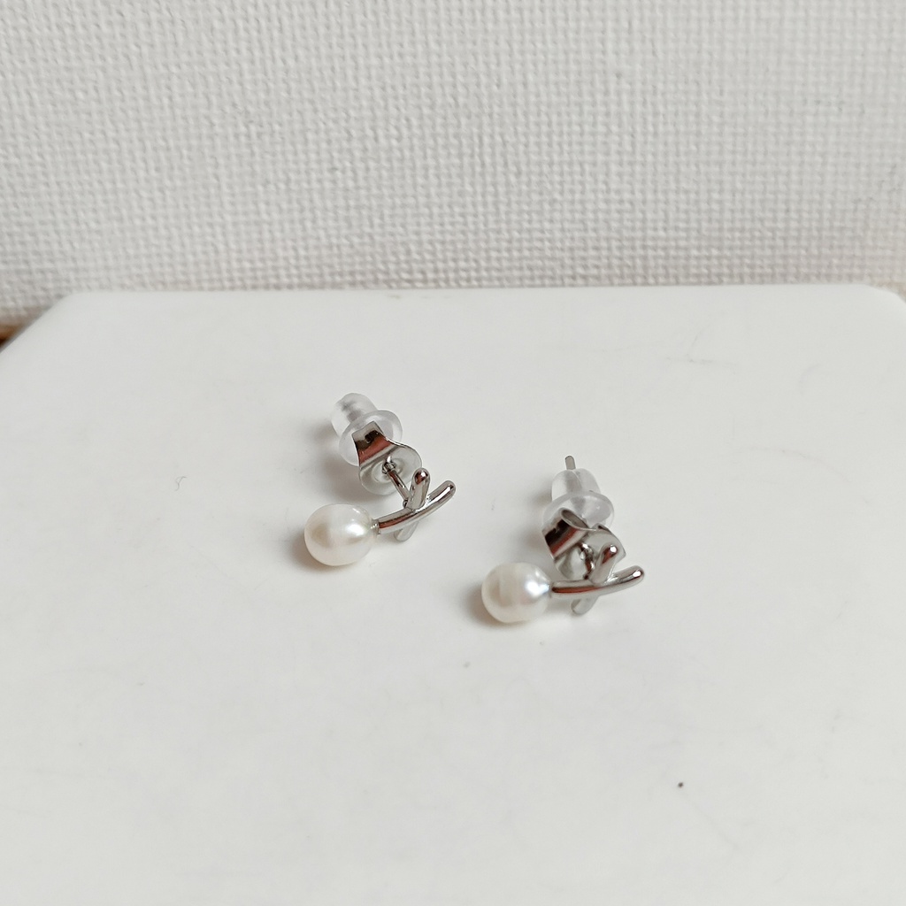 Pendientes Perla X Plateado