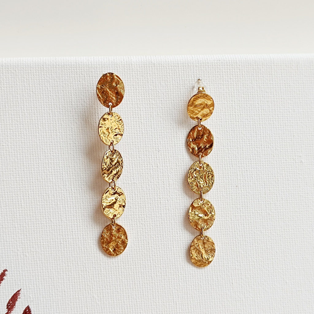 Pendientes Largos Círculos Dorado