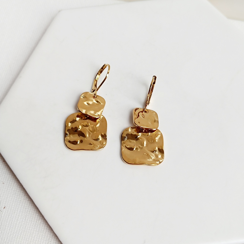 Pendientes Aritos Cuadrados Dorado
