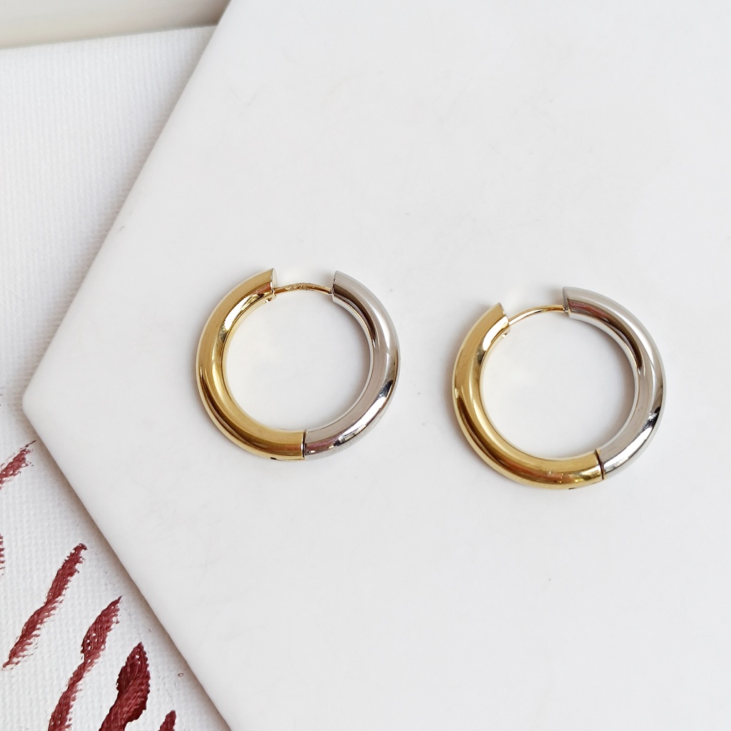 Aros Básicos Bicolor Plata Dorado