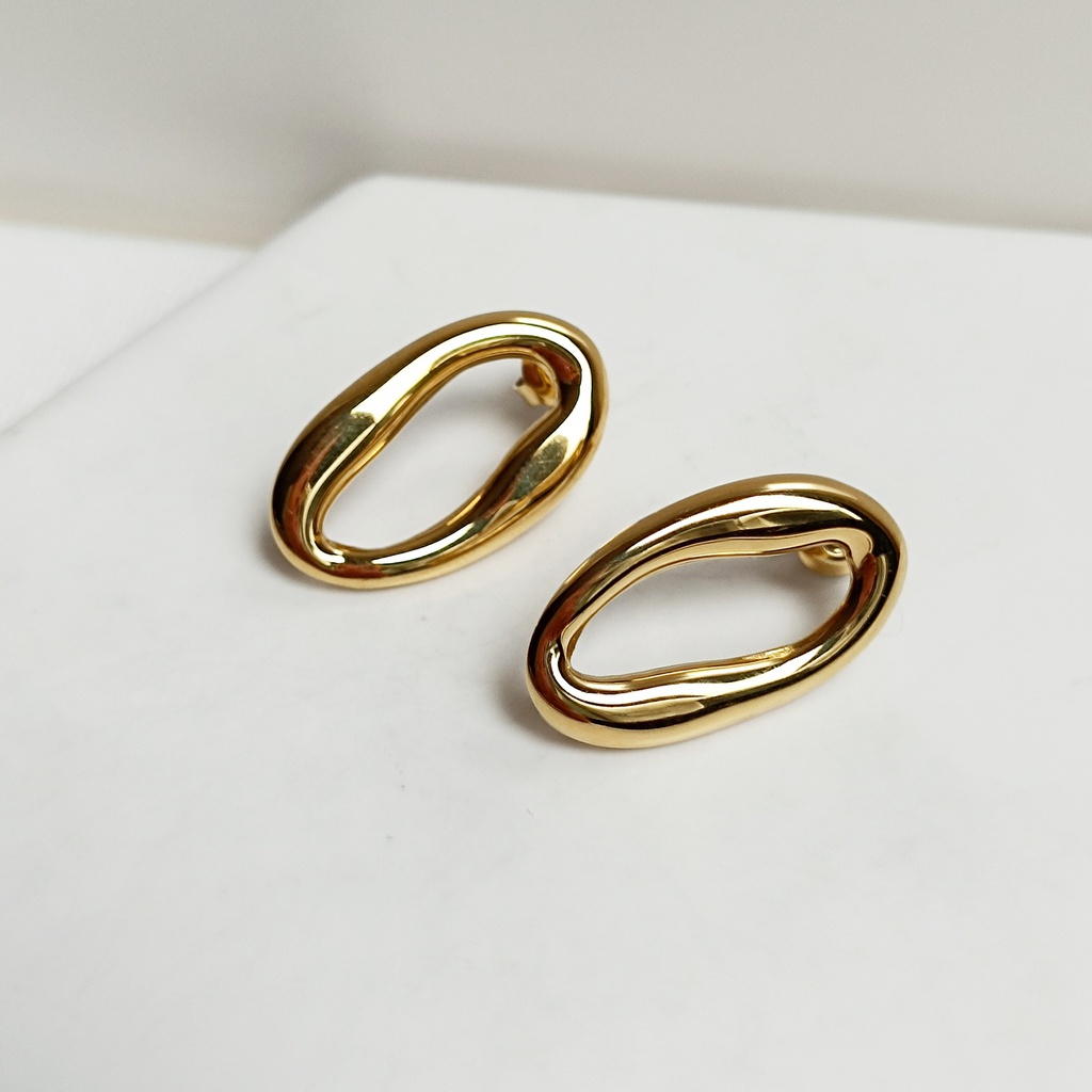 Pendientes Óvalo Geo Dorado