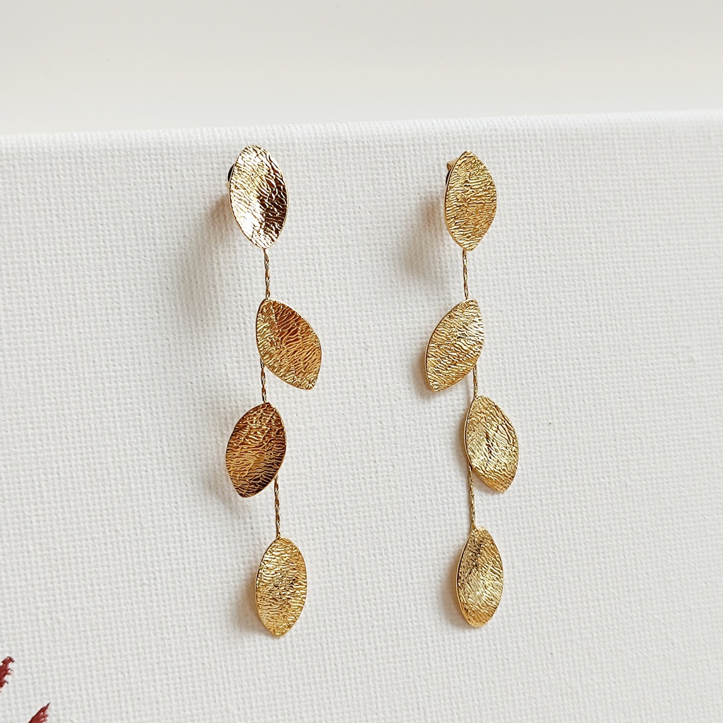 Pendientes Hojas Con Textura Dorado