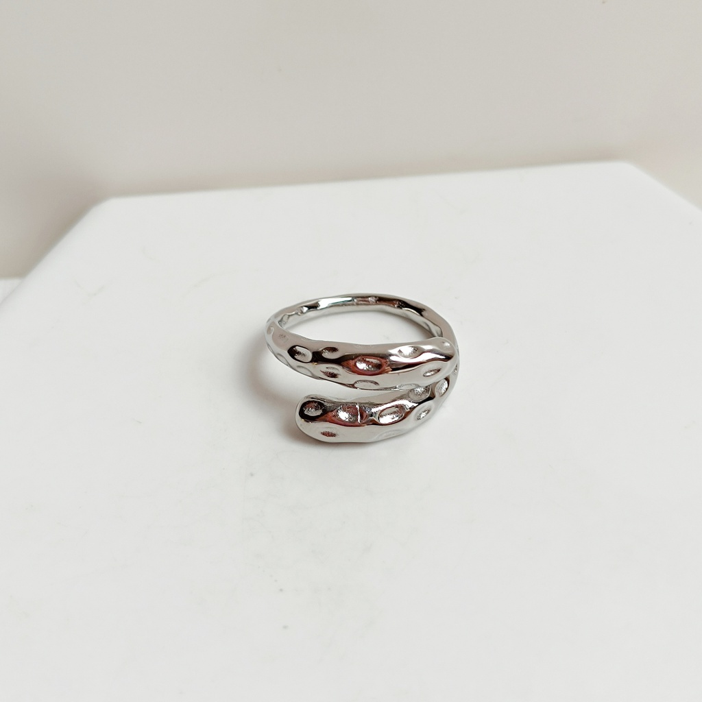 Anillo Largo Doble Plateado