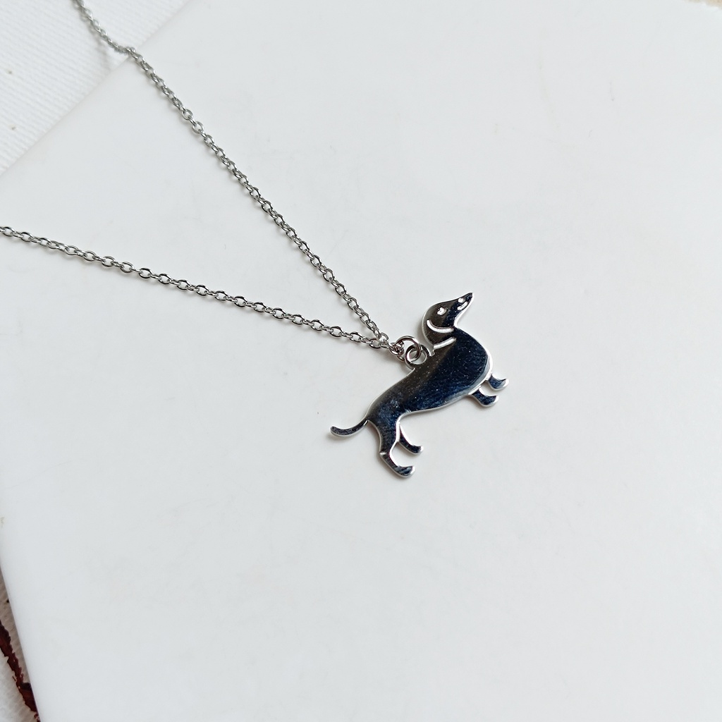 Collar Charm Plano Perro Plateado