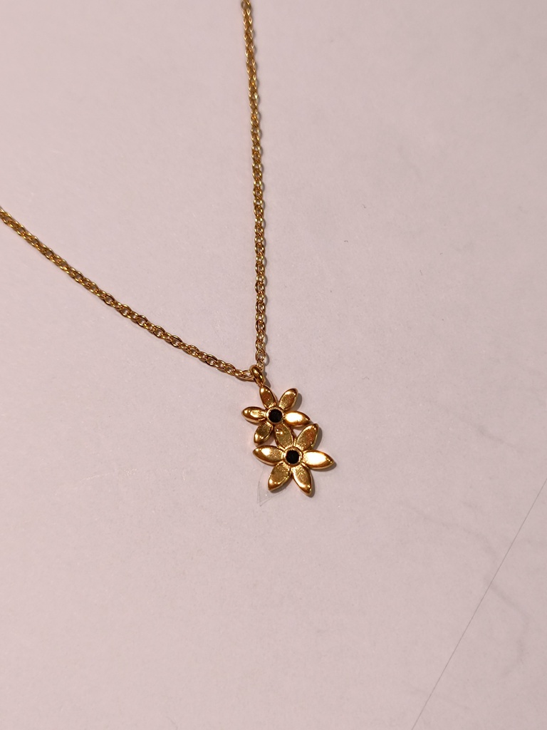 Collar Charm Doble Flor Dorado