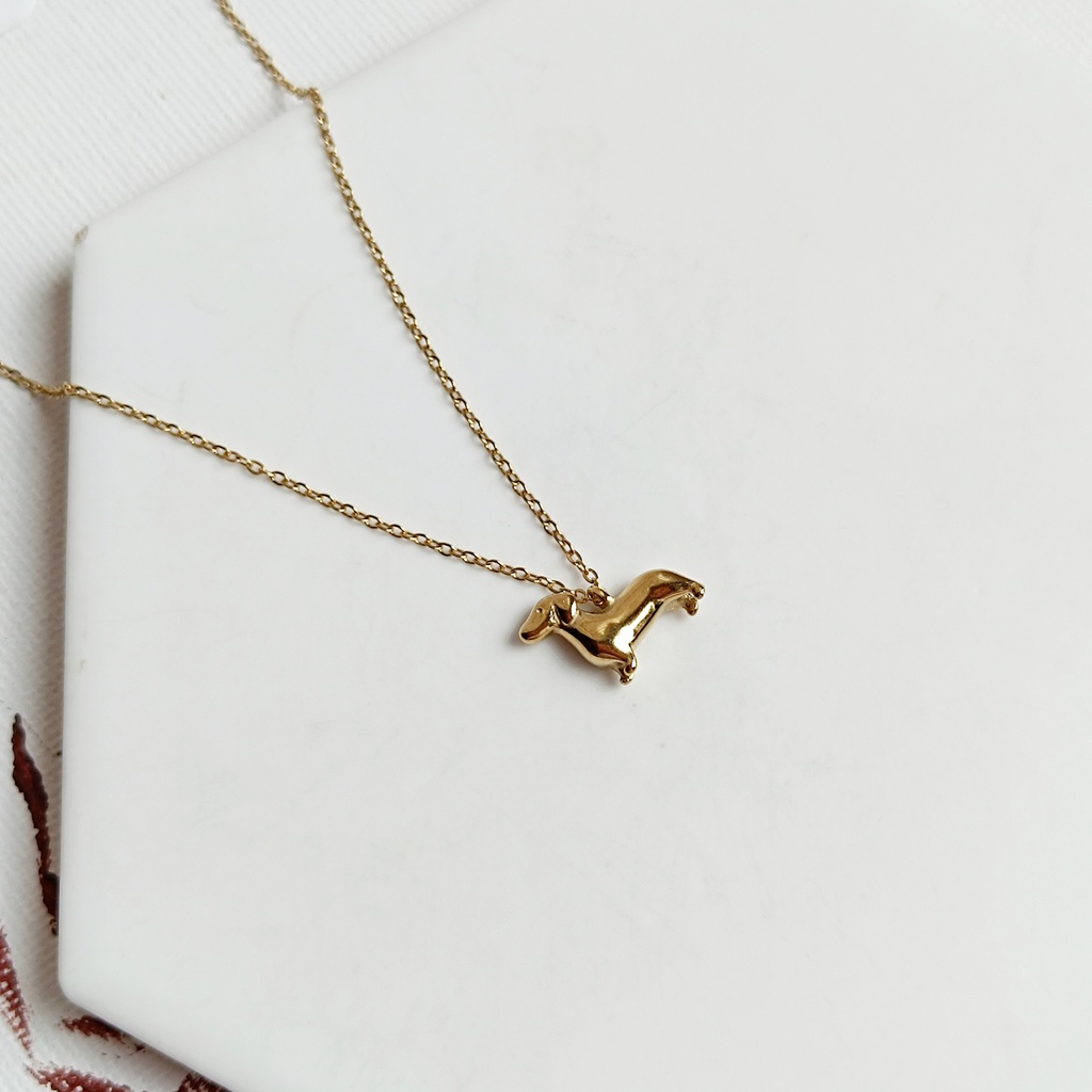 Collar Charm Perro 3D Dorado