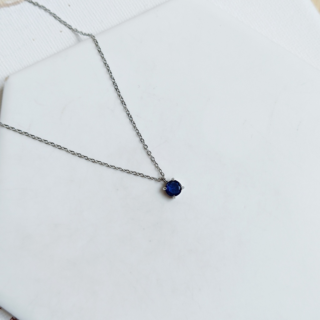 Collar Circonita Azul Plateado