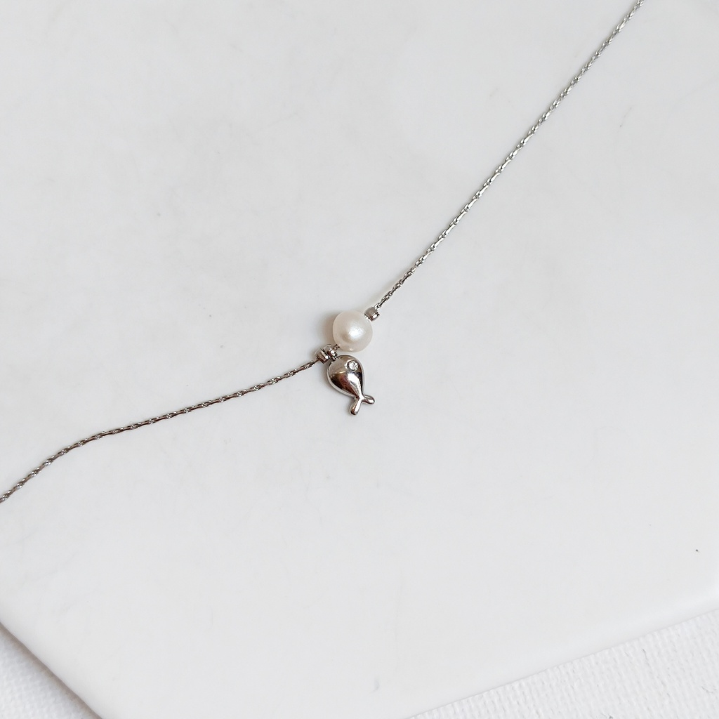 Pulsera Pez Con Perla (Plateado)