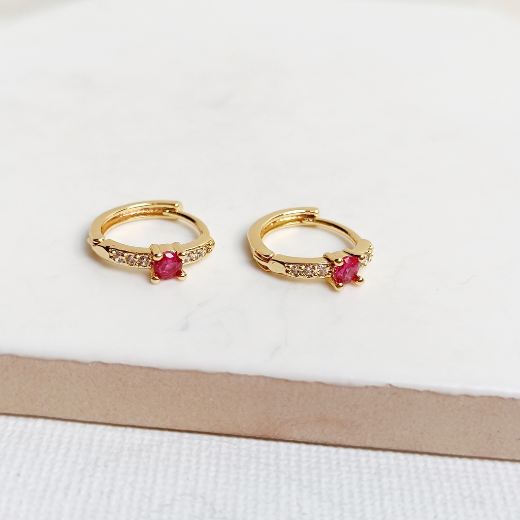 Aros Mini Circonitas Rosa y Blanco Dorado (copia)