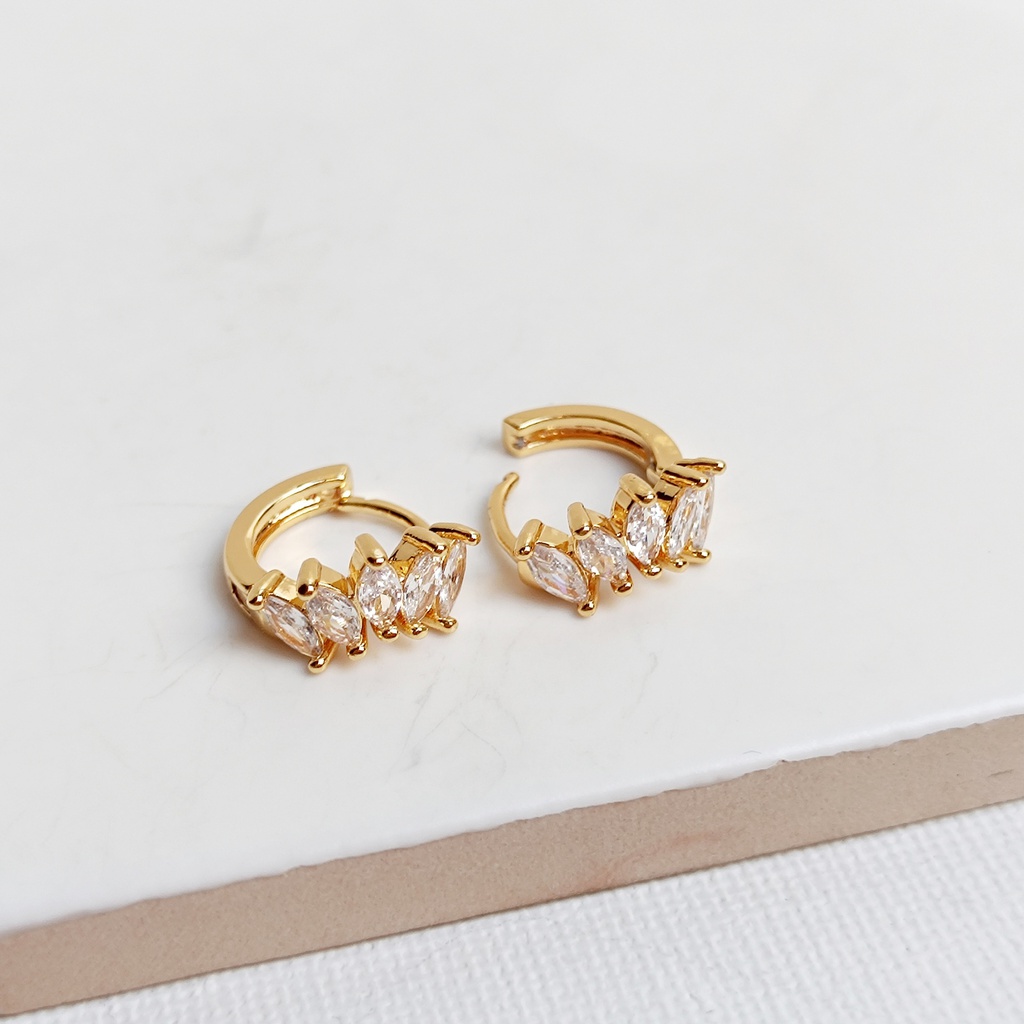 Aros Circonitas Corona Blanco Dorado