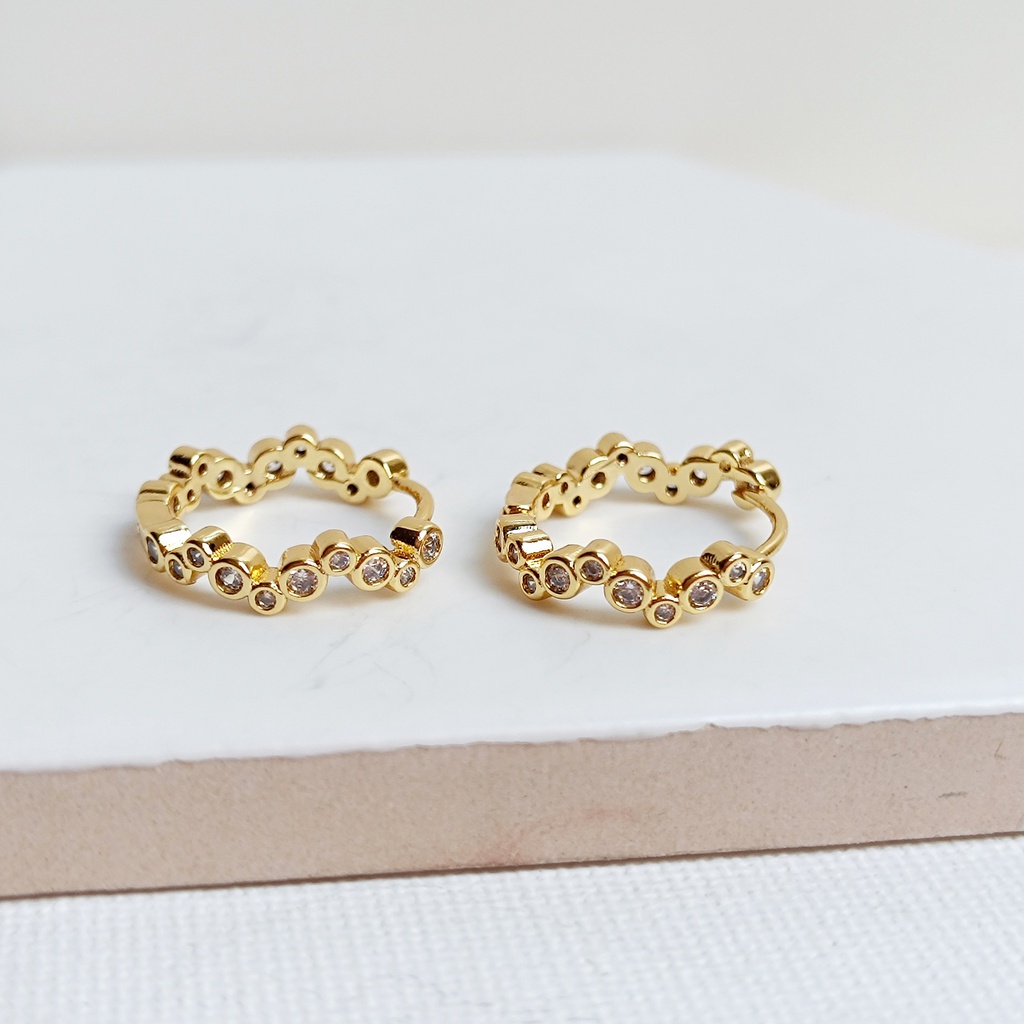 Aros Mini Circonitas Redondas Dorado