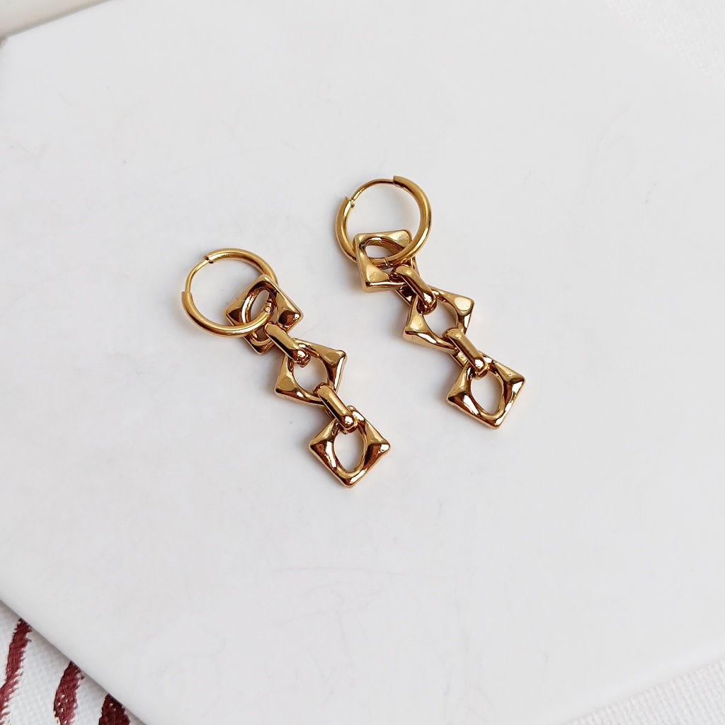 Pendientes Largos Cadena Dorado