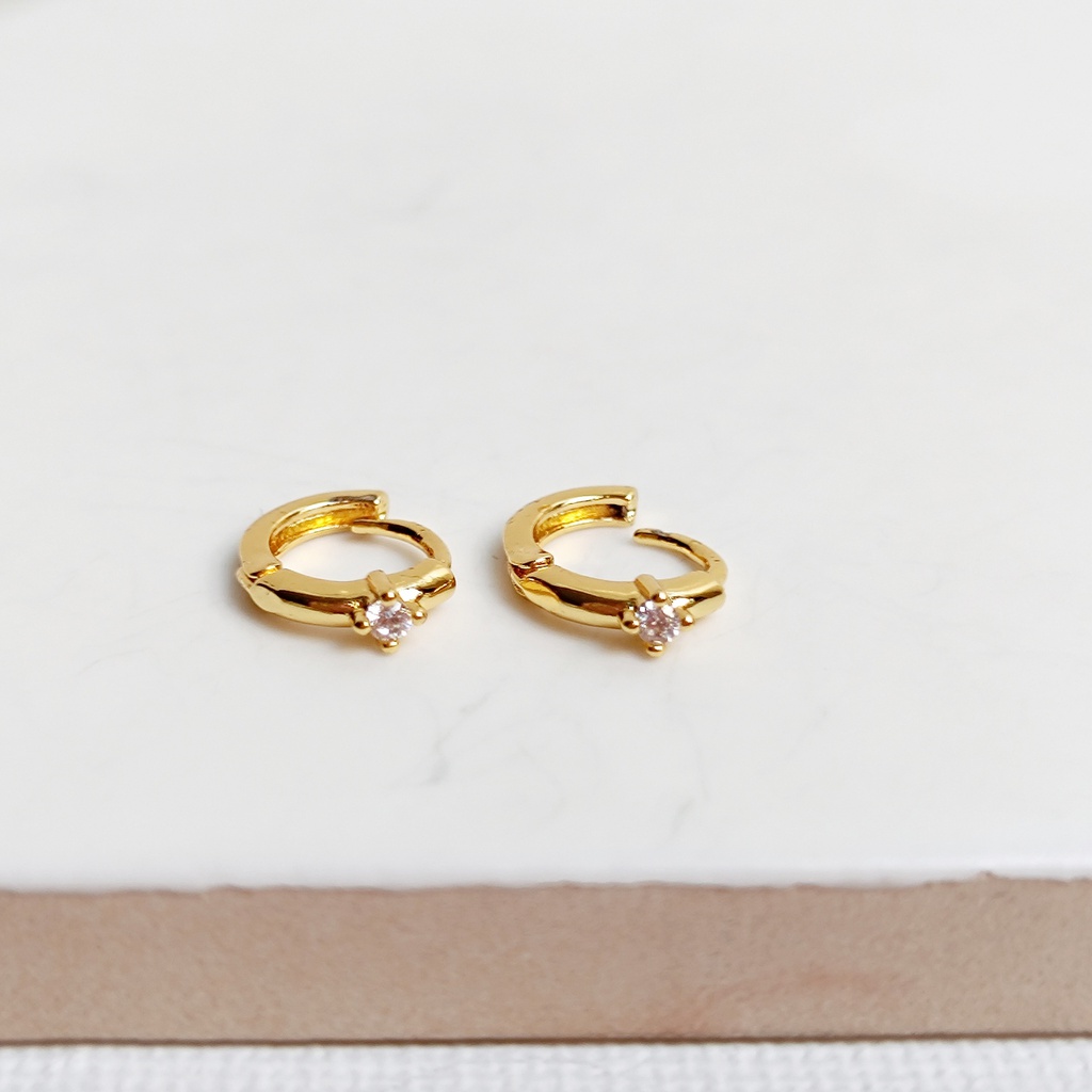 Pendientes Aritos Circonita Blanca Dorado