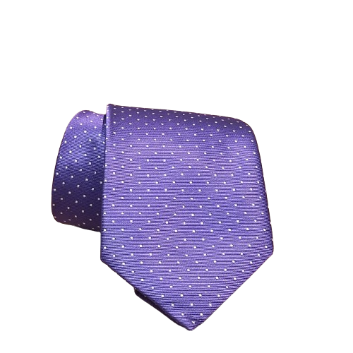 Corbata morada mate  con topos blancos