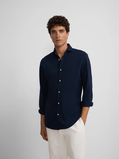 Camisa Sport Micropique Comfort Marino  - Silbon