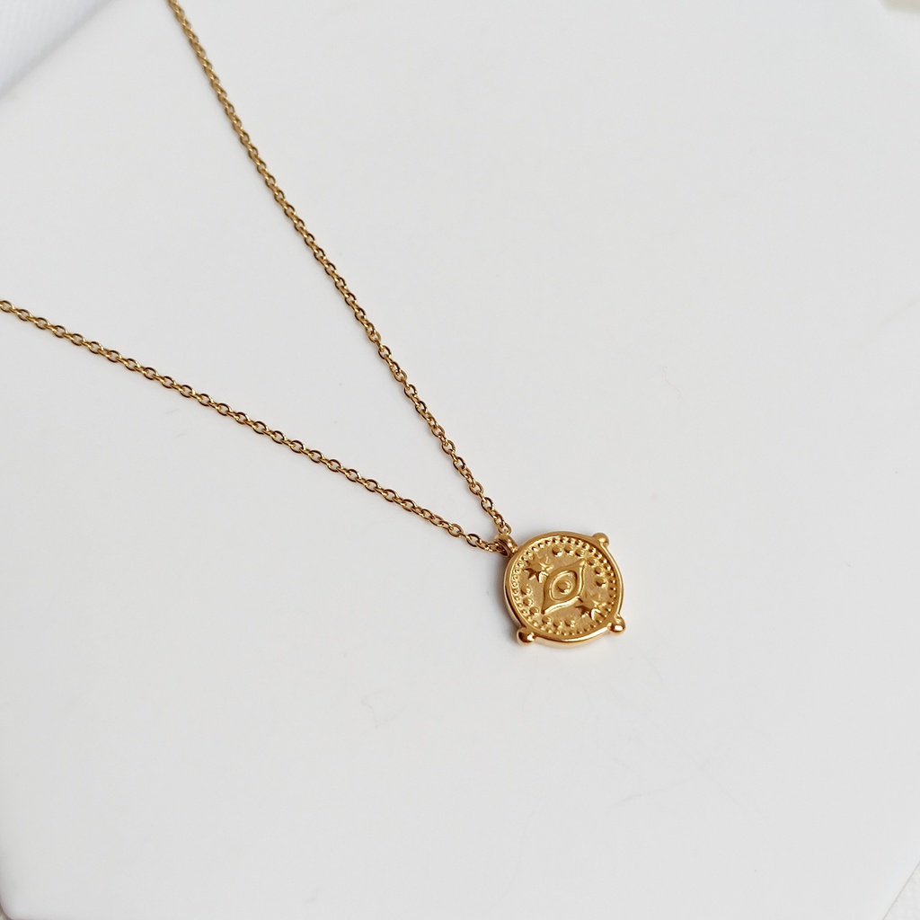 Collar Chapa Ojo Estrellas Dorado