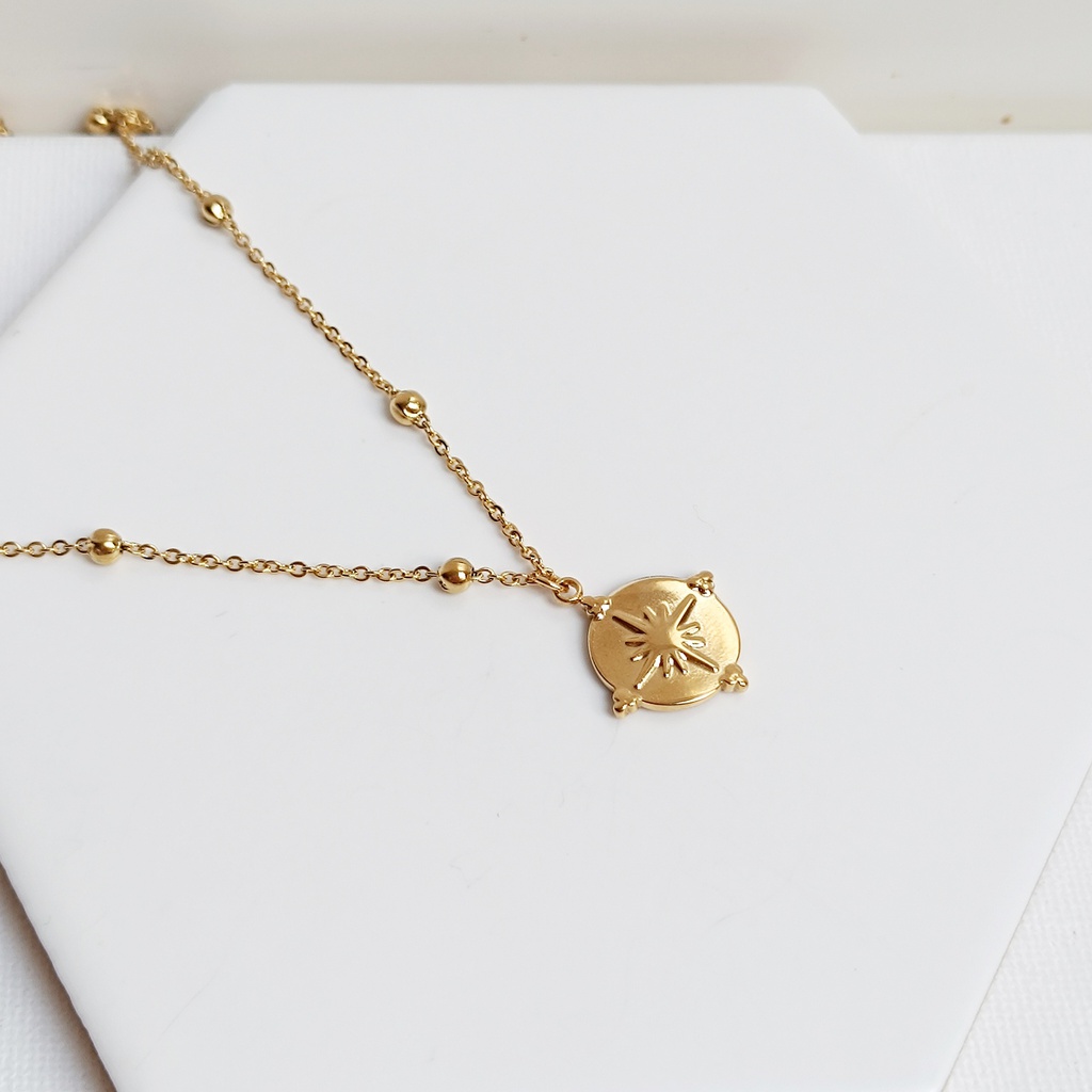 Collar De Bolas Chapa Estrella Dorado