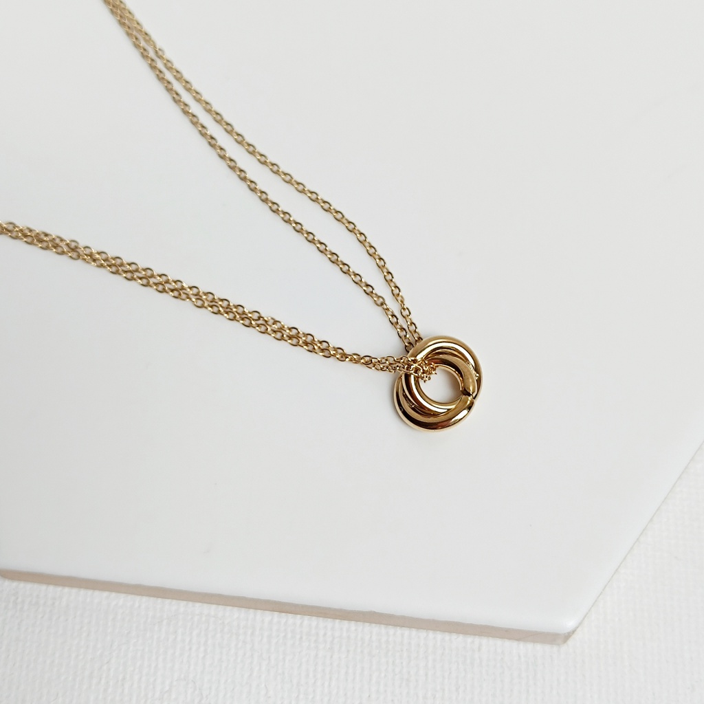 Collar Doble Colgante Charm Dorado