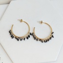 Pendientes Semi Aro Cuentas Negras Dorado