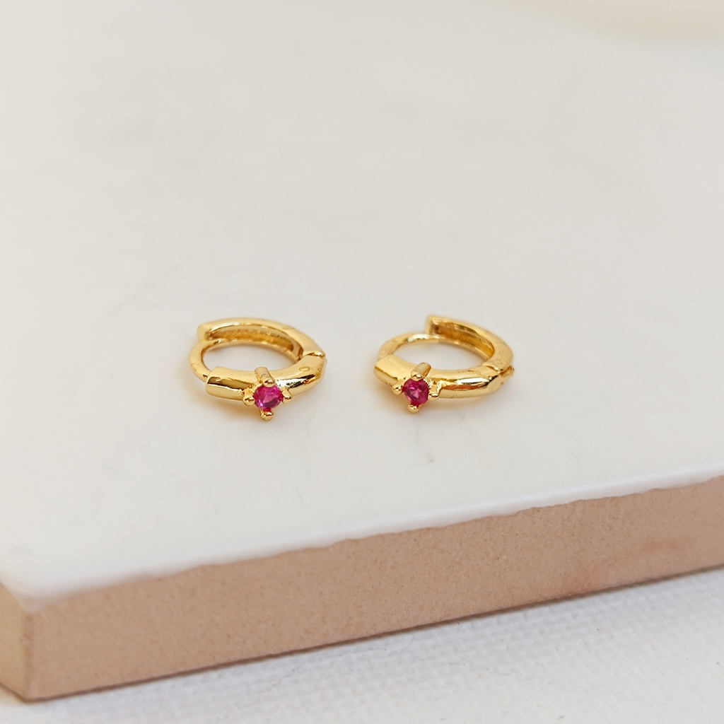 Aritos Circonita Rosa Dorado