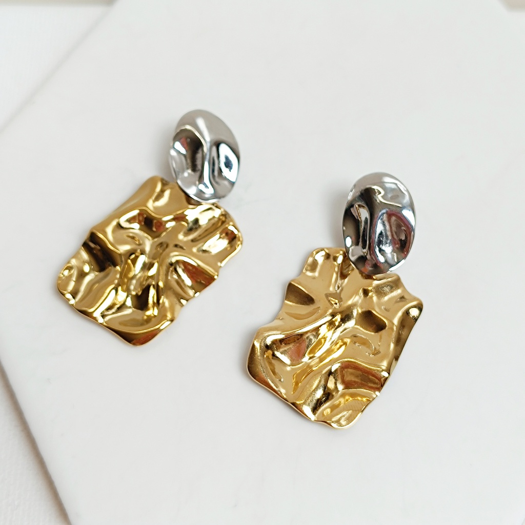 Pendientes Doble Bicolor Plateado Dorado