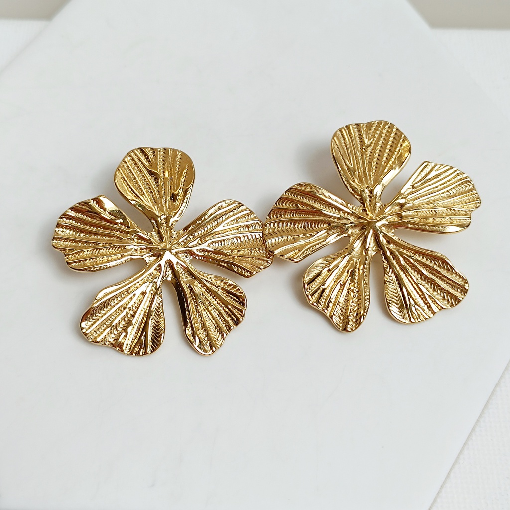 Pendientes Flor Realista Dorado