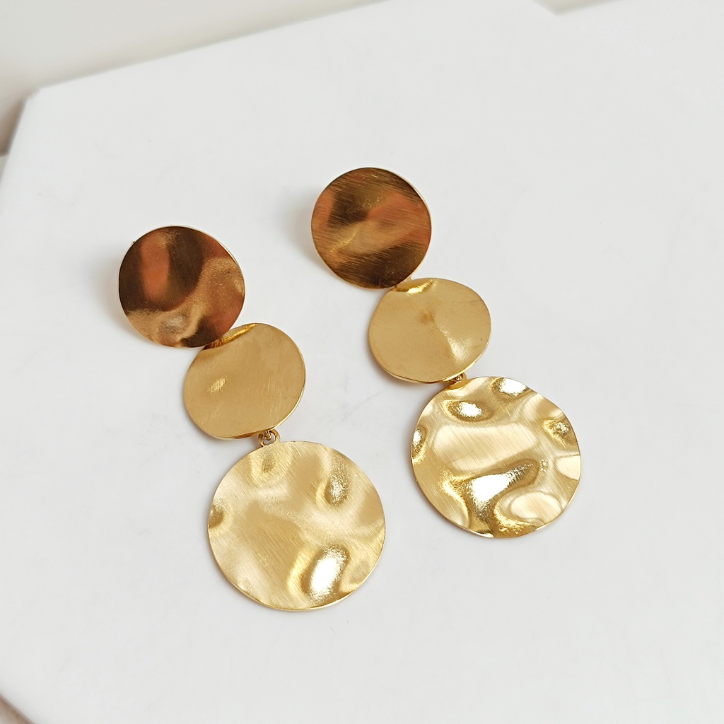 Pendientes Largos Triple Dorado