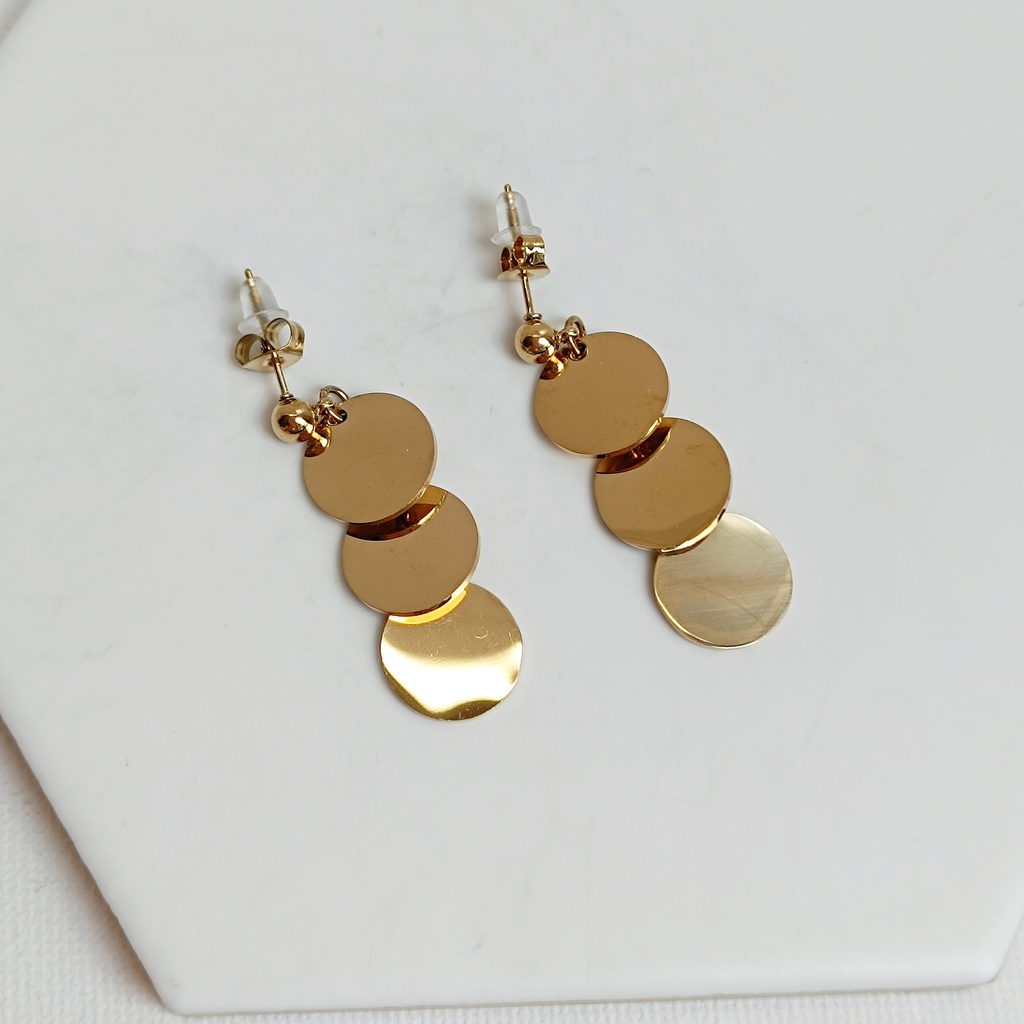 Pendientes Largos Chapita Pequeña Dorado