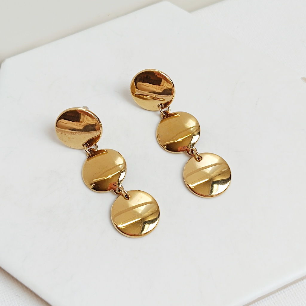 Pendientes Triple Chapa Dorado
