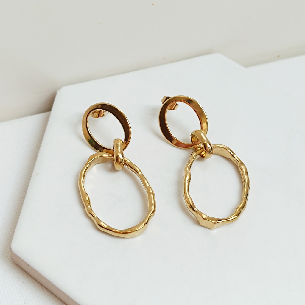 Pendientes Doble Aros Texturas Dorado