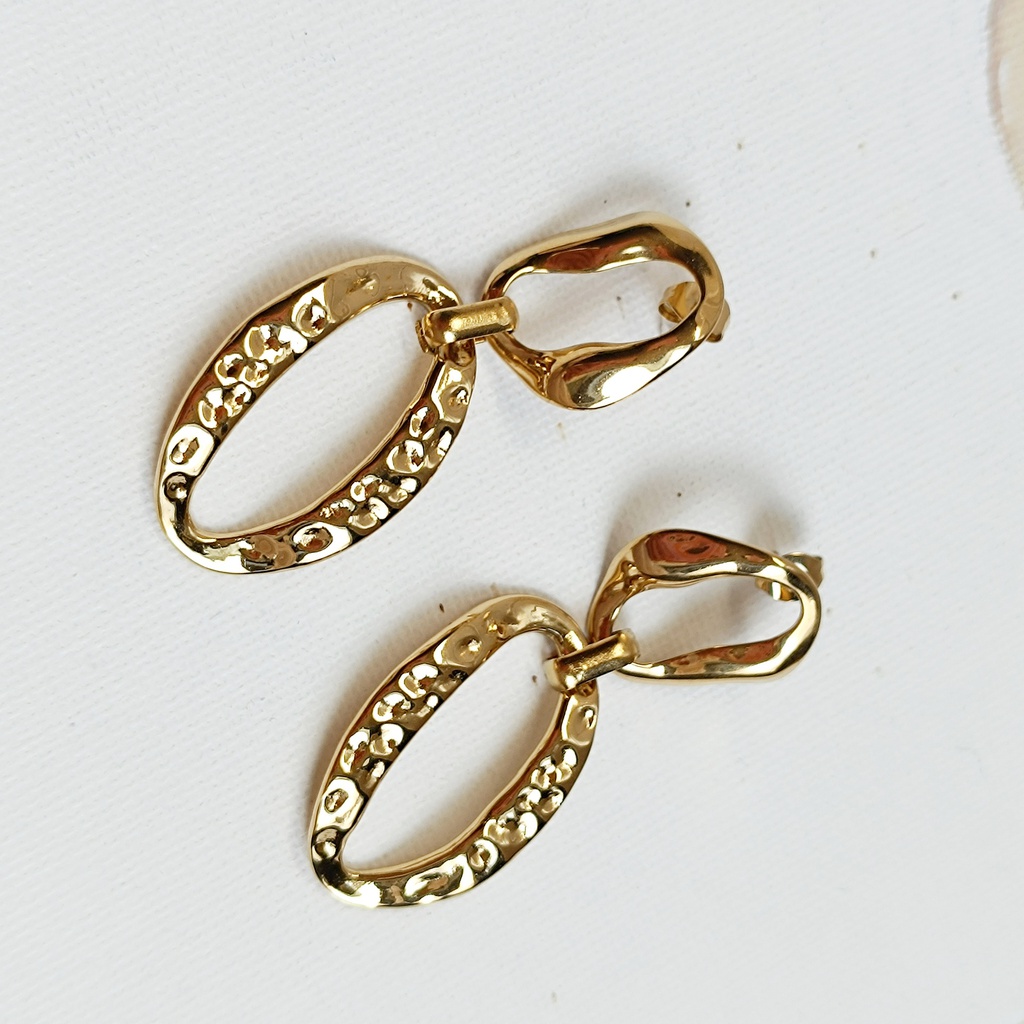 Pendientes Doble Chapa Texturas Dorado