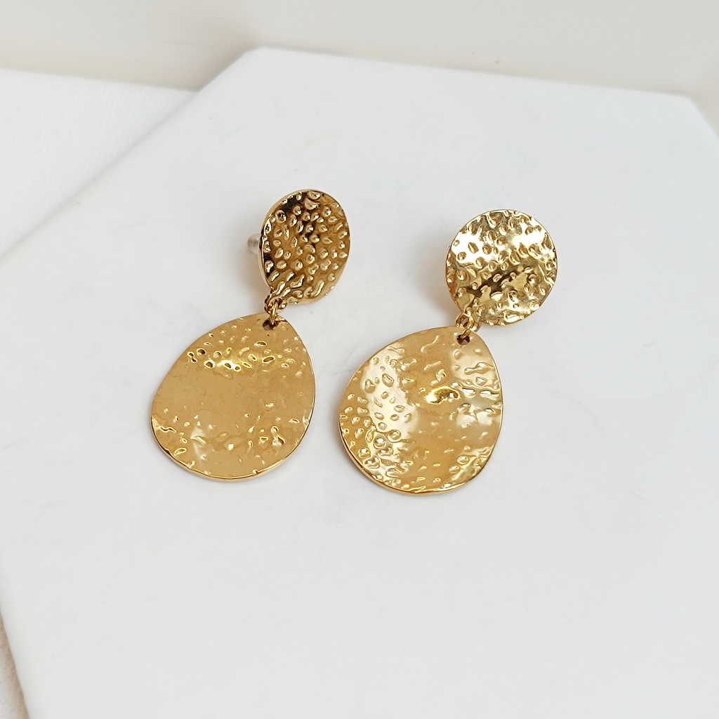 Pendientes Doble Chapado Ovalado Dorado