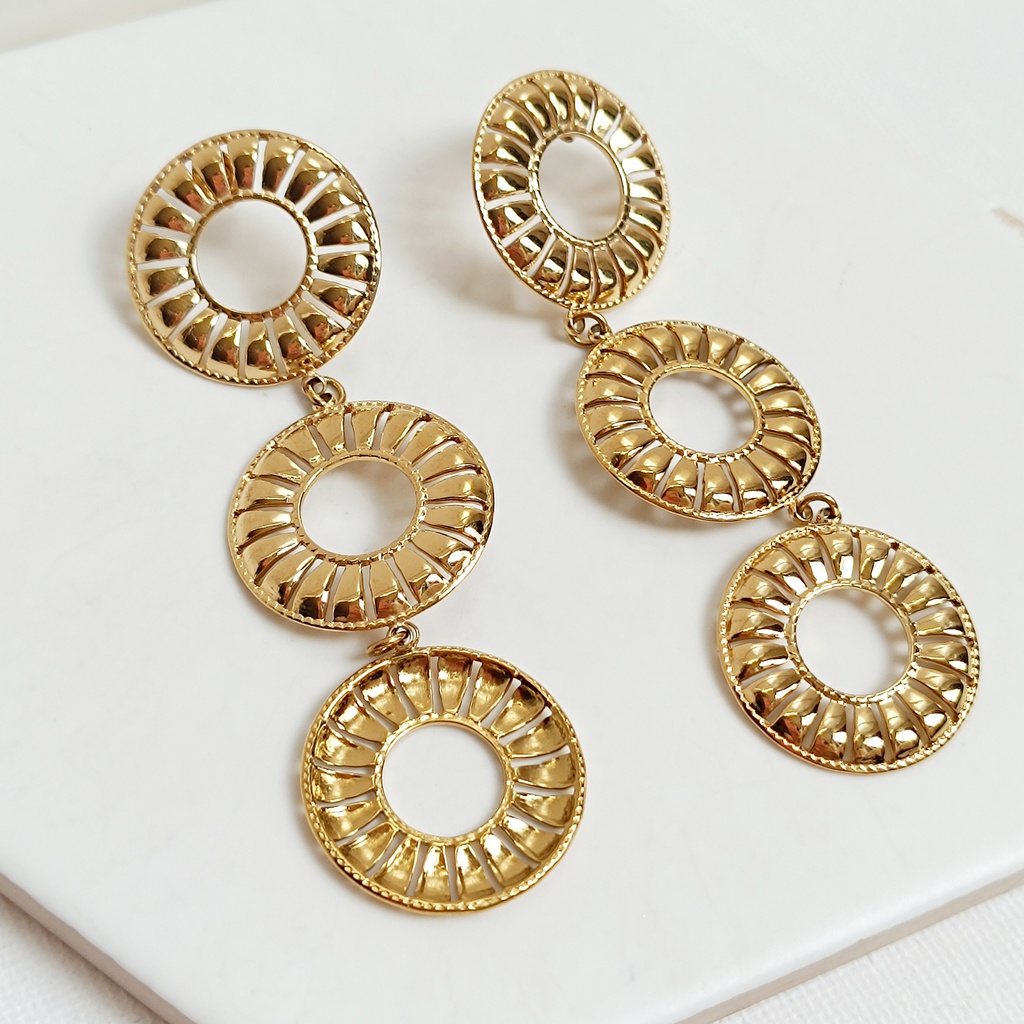 Pendientes Triple Volumen Dorado