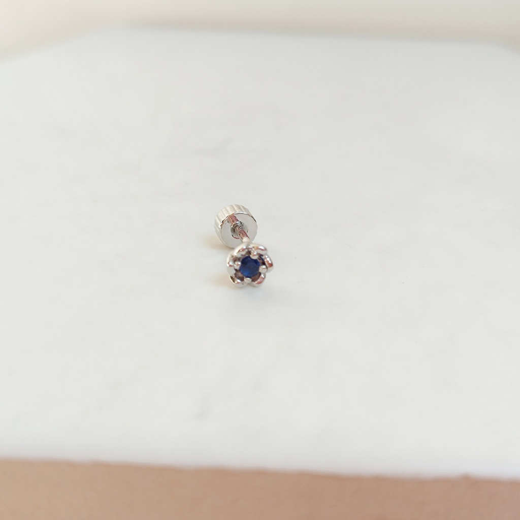 Pendiente Circonita Flor Plateado (Rosca)