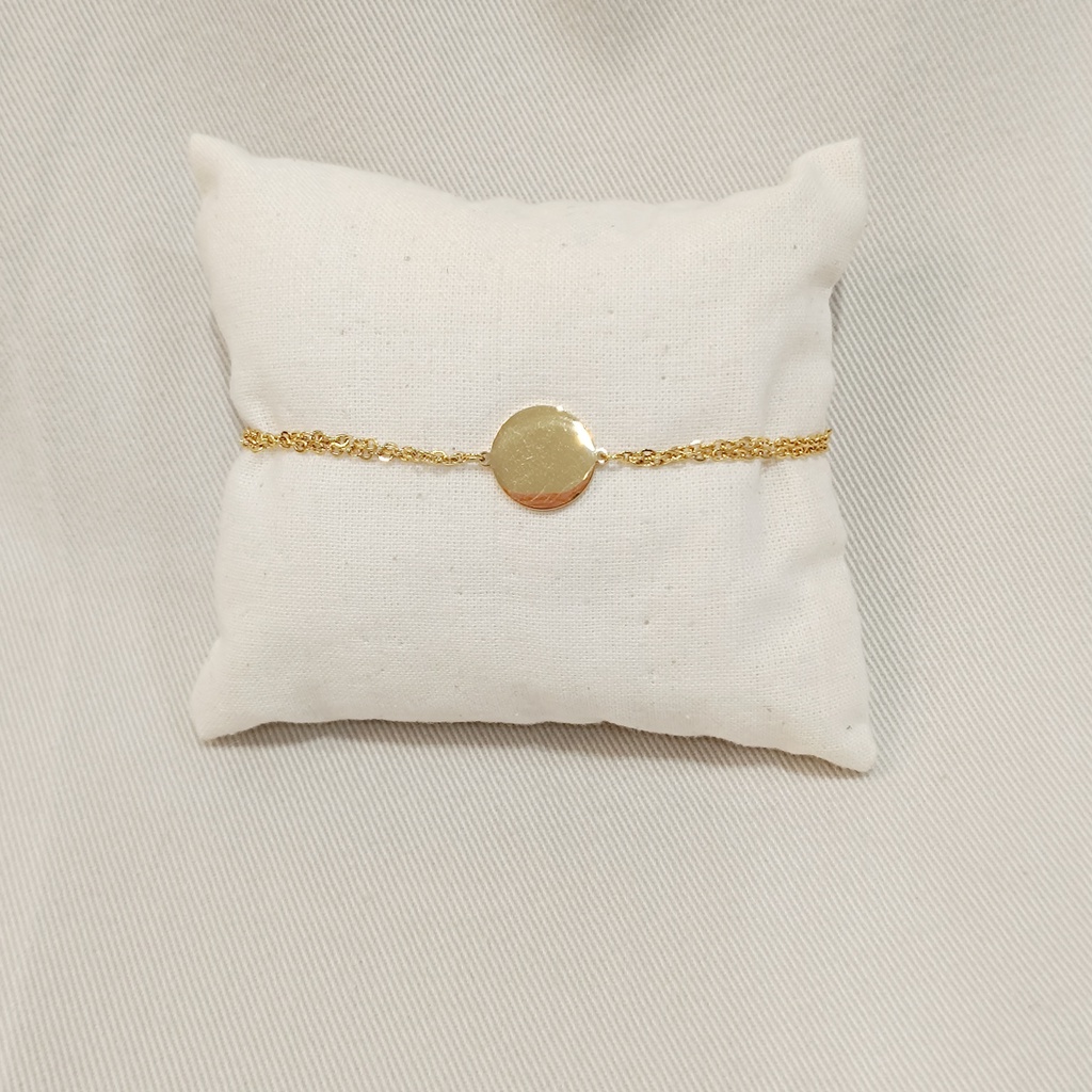 Pulsera Medalla Grabable Doble Cadena (Dorada)