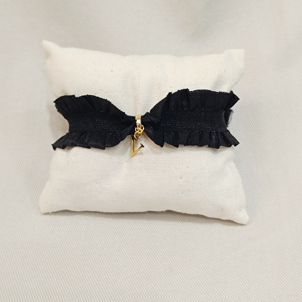 Pulsera Cinta Volante Elástica con Inicial Silueta