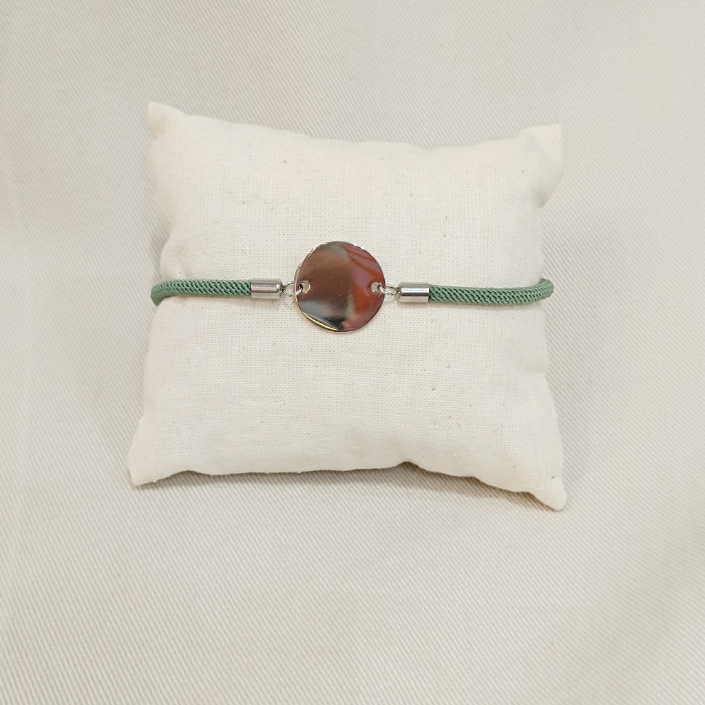 Pulsera Cordón Medalla Grabable Plateado (+ COLORES)