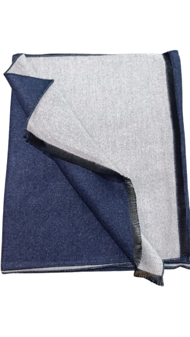 Bufanda Azul Reversible Gris Simple Stroget