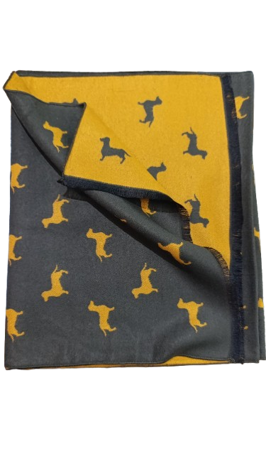 Bufanda Verde Reversible Amarillo Mostaza Perro Salchicha Stroget