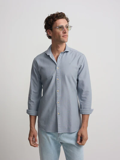 Camisa Sport Estructura Logo Azul Gris - Silbon