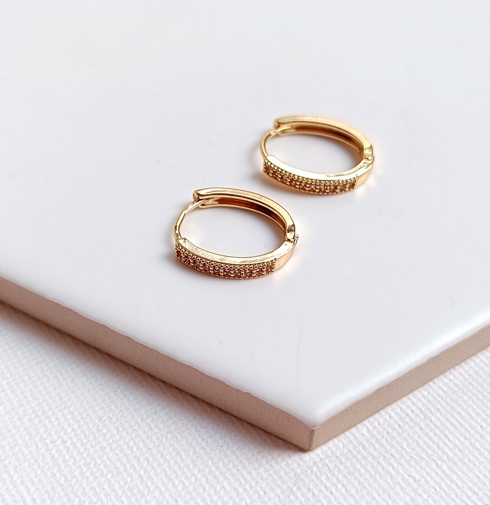 Aros Circonitas Ovalado Oro Rosa