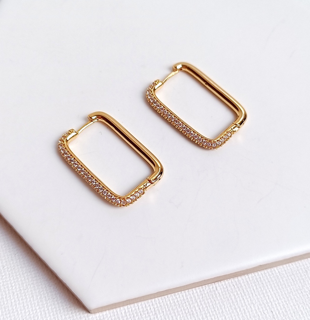 Aros Forma Rectangular Brillo Oro Rosa