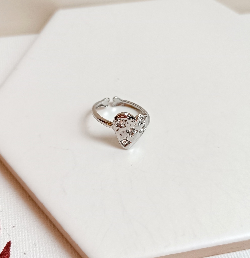 Anillo Corazón Circon (Plateado)