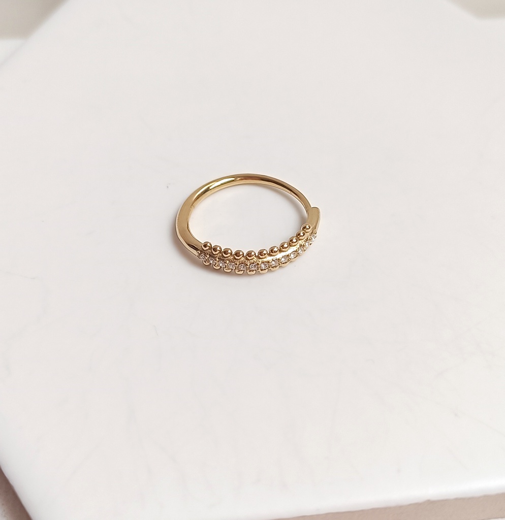 Anillo Bolitas Circonitas Dorado