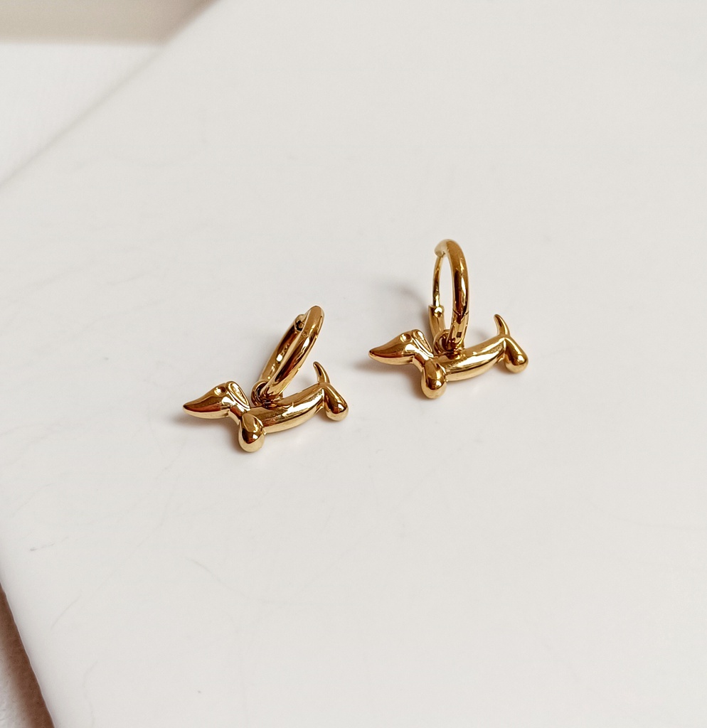 Pendientes Charm Perrito Dorado