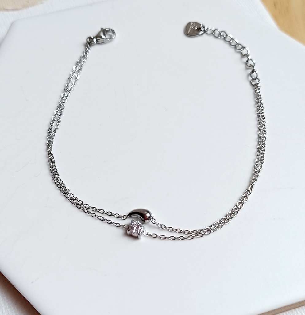 Pulsera Gota Con Circonita (Plateado)