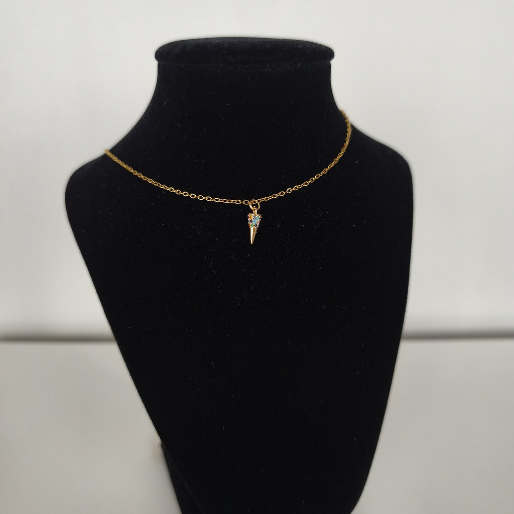 Collar Cuerno Circonitas Dorado