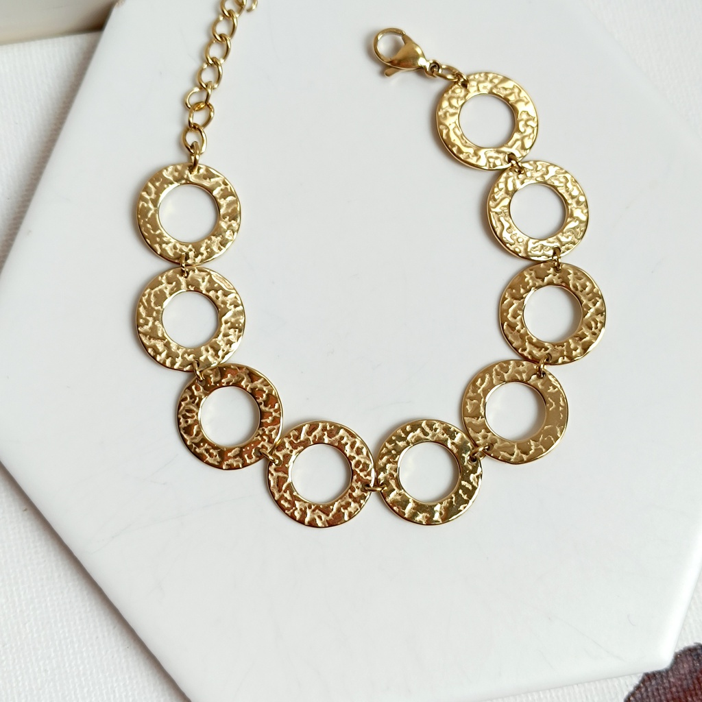 Pulsera Círculos Textura Dorado