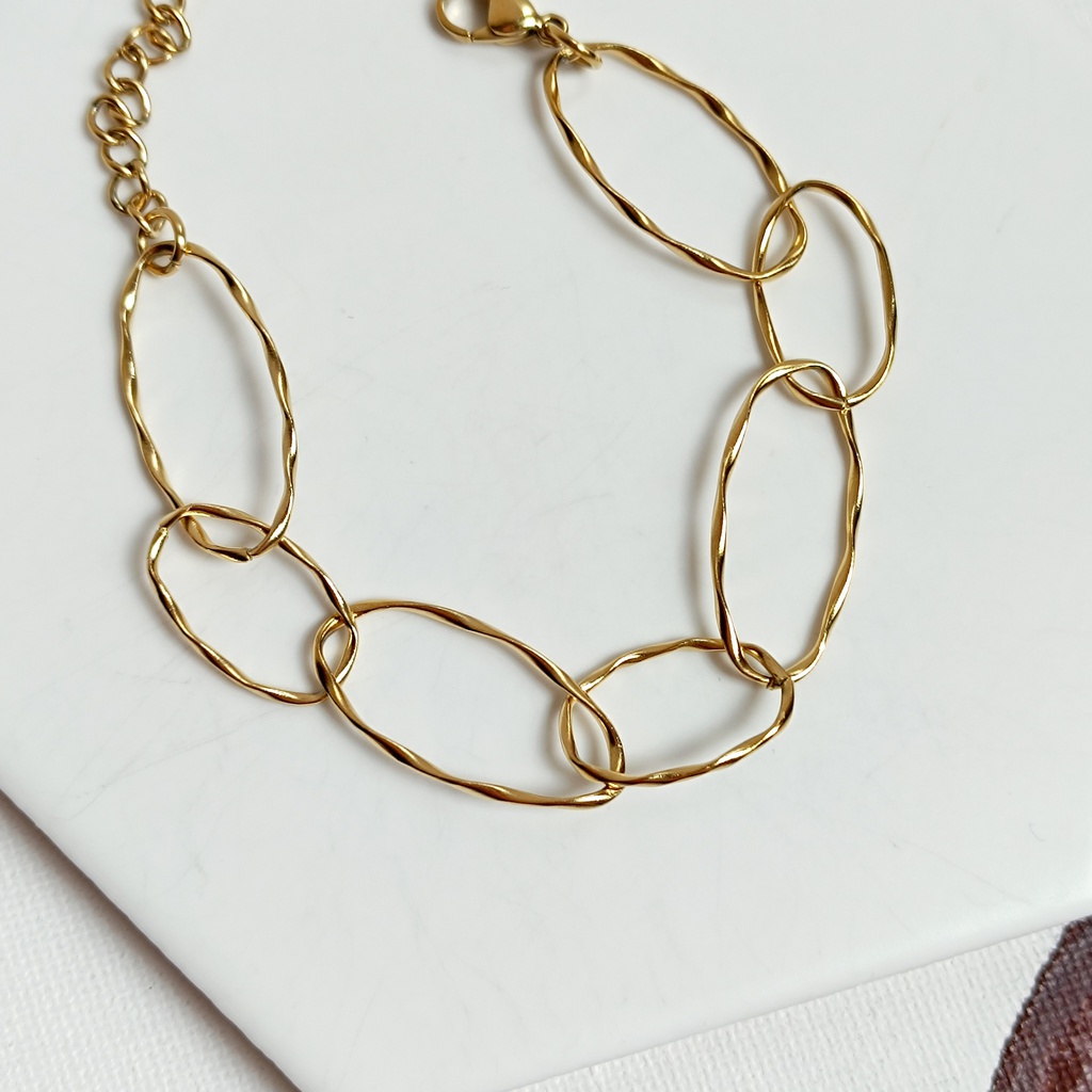 Pulsera Óvalos Grandes Dorado